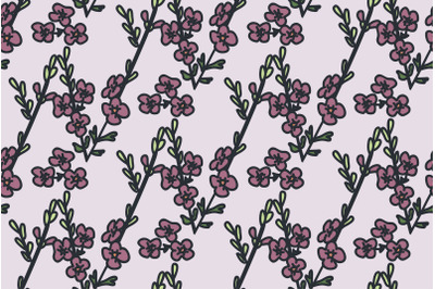 Botanical floral seamless pattern with small flowers on branches vecto