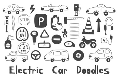 Electric Car Doodles PNG Clipart
