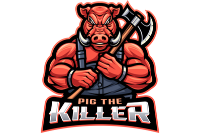 Pig the killer esport mascot logo design