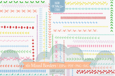 Colored Seamless Borders Hand Drawn Text Divider | Illustrator Brushes