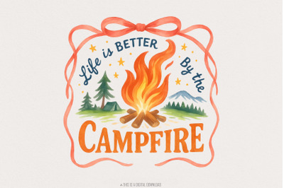 Life Is Better By The Campfire Png, Sublimation Design, Retro Sublimat