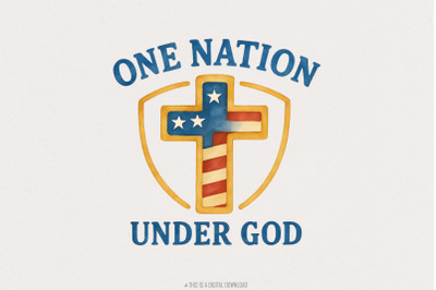 One Nation Under God png, Patriotic Print, USA Freedom Design, Second