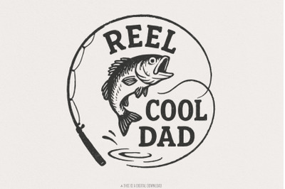 Retro Reel Cool Dad Png, Wishin&#039; I Was Fishin&#039; Png, Funny Dad Quotes P