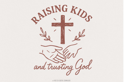 Raising Kids Trusting God Png, Christian Mama Png, Boho Floral Mama, R