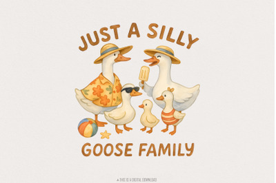 Just A Silly Goose Summer PNG, Trending Goose, Funny Goose, Groovy Ret