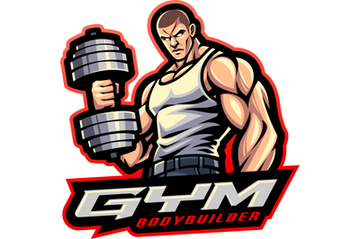 Gym bodybuilder esport mascot logo design
