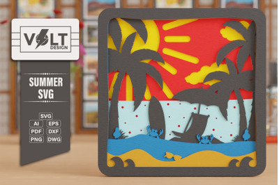 Summer SVG Beach 3D SVG Craft Design