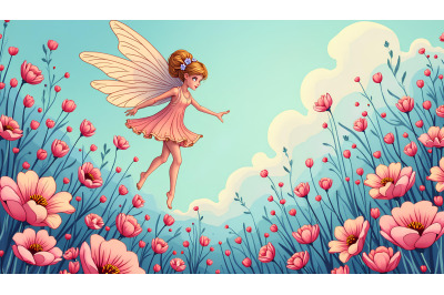 Abstract fairy in a floral fantasy world