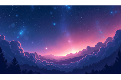 Abstract starry night glowing fantasy