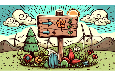 Bright nature signboard, expressionism