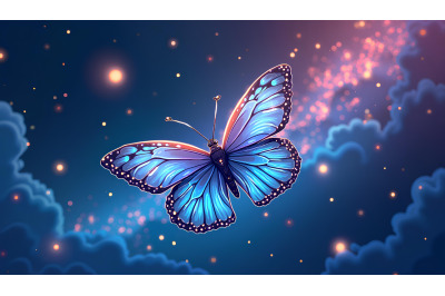 Butterfly fluttering in cosmic light Interstellar Dream