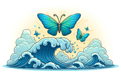 Butterfly hovering over an ocean wave Ocean Fantasy