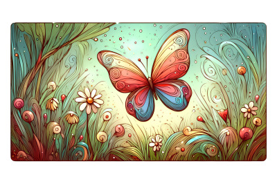 Butterfly in a fantasy meadow Impressionism