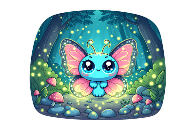 Butterfly in a glowing forest Bioluminescent Art
