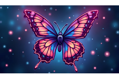 Butterfly in a neon-lit world Cyberpunk Art