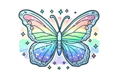 Butterfly in a prismatic rainbow Holographic Impressionism