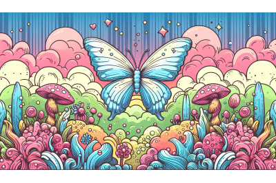 Butterfly in a surreal paradise Dreamy Pop Art