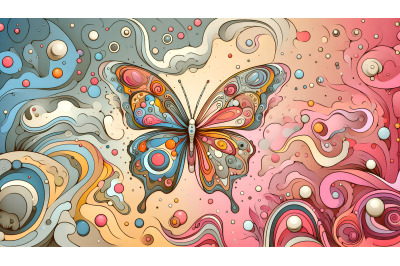 Butterfly in a surreal world of shifting colors Color Transition Art