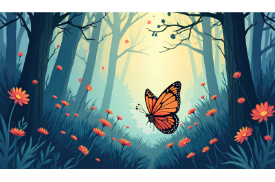 Butterfly in a whispering forest Mystical Expressionism