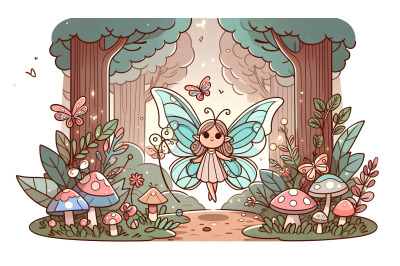 Butterfly in an enchanted forest Art Deco