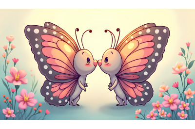 Butterfly kisses, detailed digital art