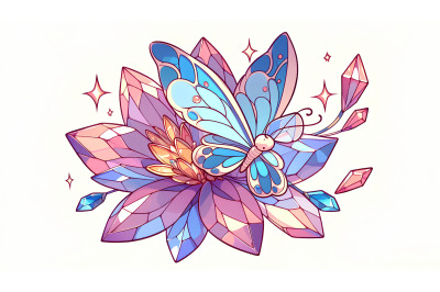 Butterfly on a crystalline petal Jewel-Toned Art