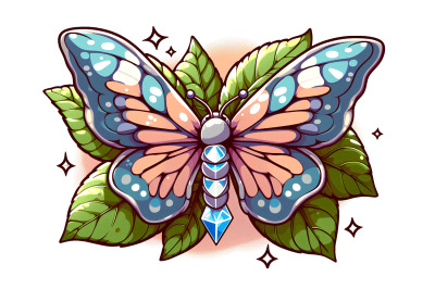 Butterfly on a diamond-like leaf Hyperrealism