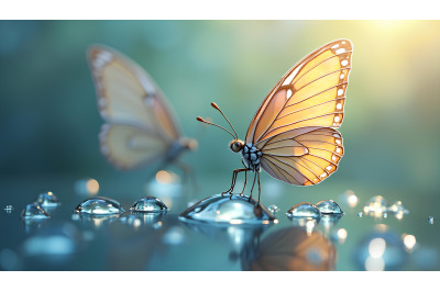 Butterfly on a glistening dewdrop Crystal Clear Painting