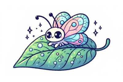 Butterfly on a glistening leaf Pastels