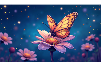 Butterfly on a starry flower Cosmic Fantasy