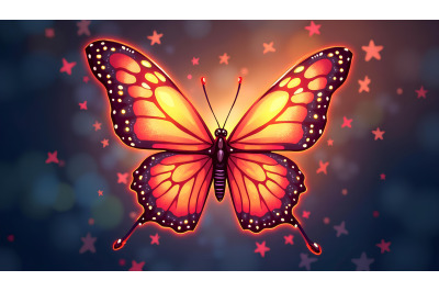 Butterfly with a fiery glow Radiant Surrealism