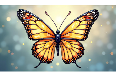 Butterfly with translucent wings Stained Glass Style