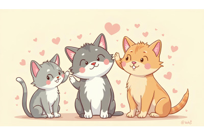 Cartoon kittens with bubbly charm