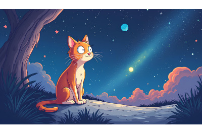 Cat Cosmic Curiosity Digital Art