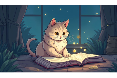 Cat Magical Book Surrealism