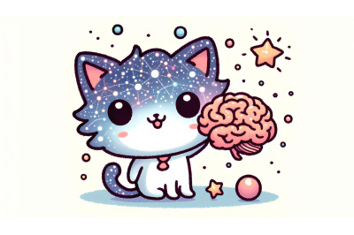 Cat Starry Knowledge Pointillism