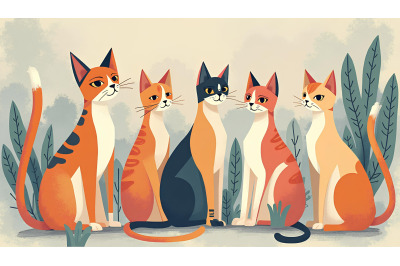 Cubist cats in geometric design