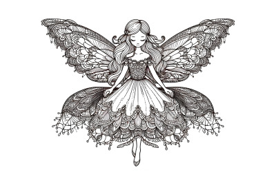 Delicate fairy with lace-like wings, detailed art