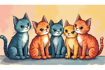 Fauvism kittens with bold colors