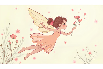 Floating fairy with delicate flower wings