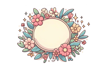 Floral frame around sign, pastel hues