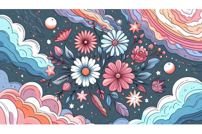 Flowers Cosmic Dreams Digital Art