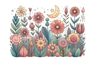 Flowers Mystic Garden Watercolor