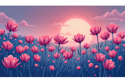 Flowers Twilight Petals Pop Art