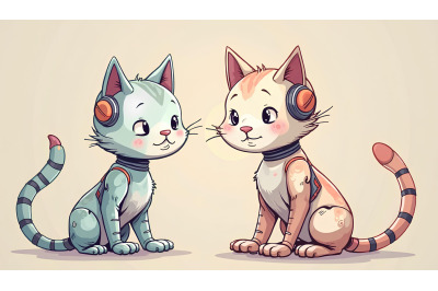 Futuristic robotic cat companions