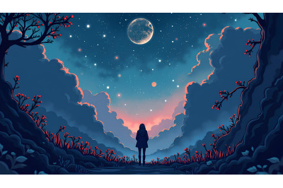 Gothic dark fantasy celestial scene