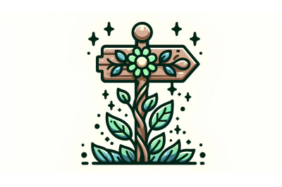 Greenery sign with floral charm, cubism