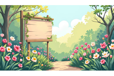 Impressionist garden signboard, soft hues