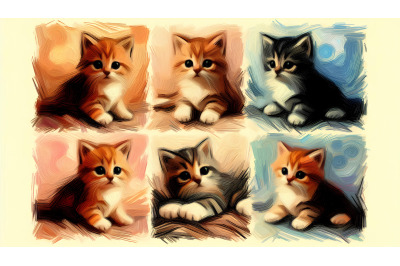 Impressionist kittens in soft brushstrokes