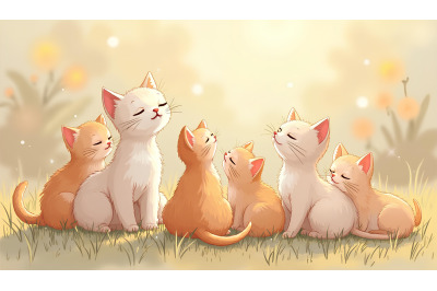 Impressionist kittens in warm tones